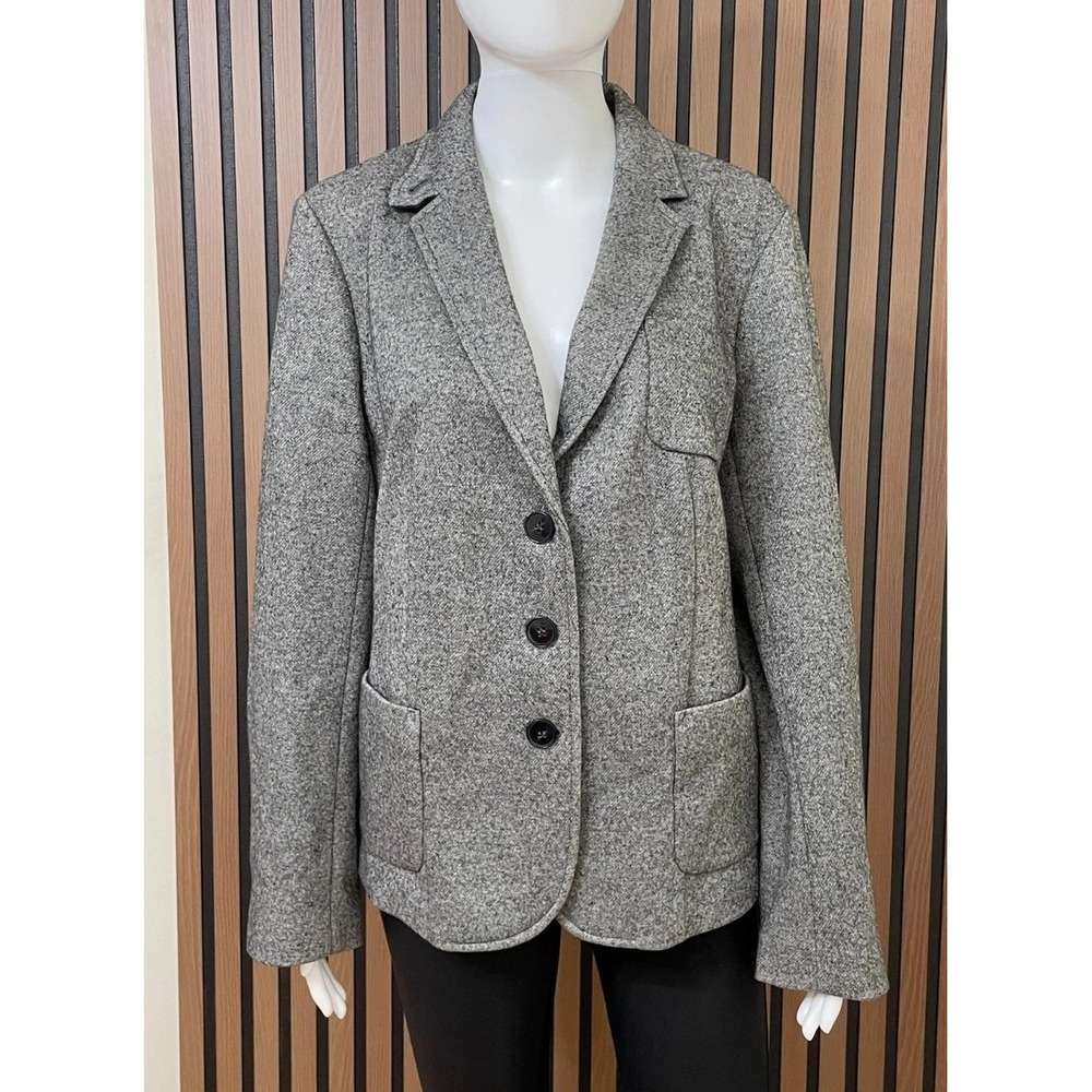 Talbots Women's 14 Gray‎ Coat Wool Blazer Single-Breasted Casual Business Career